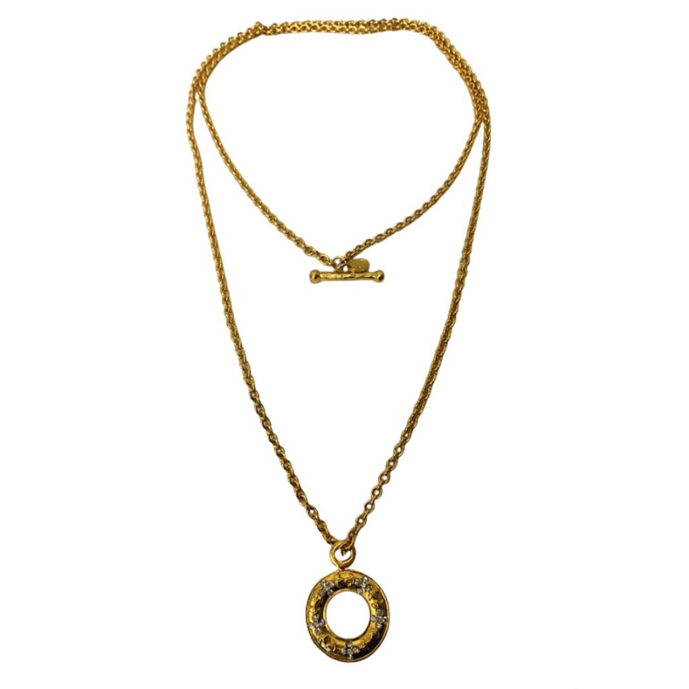 Ines de la Fressange Gold Crystal Wreath Layered Chain Necklace